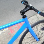 Black and Blue stem and carbon bars photo