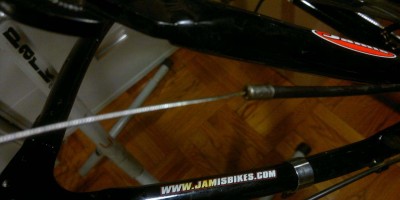 The decal on the chainstay got scorched from the heat of the roller brake.