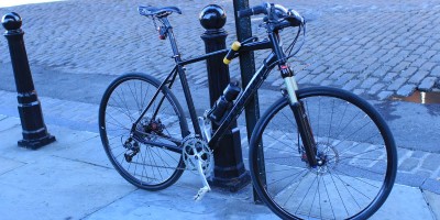 Rough city streets and cobblestones make tough bicycle riding image